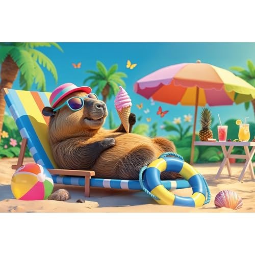 Trefl - the Treflik Family, Capybara Style Relaxation - 100 Piece Puzzle - Colourful Puzzles with Animals, Creative Entertainment, Fun for Kids Aged 5